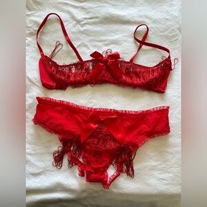 NWOT iCollection Plus Size Lingerie Fringe Red Lingerie Set Cowgirl Burlesque